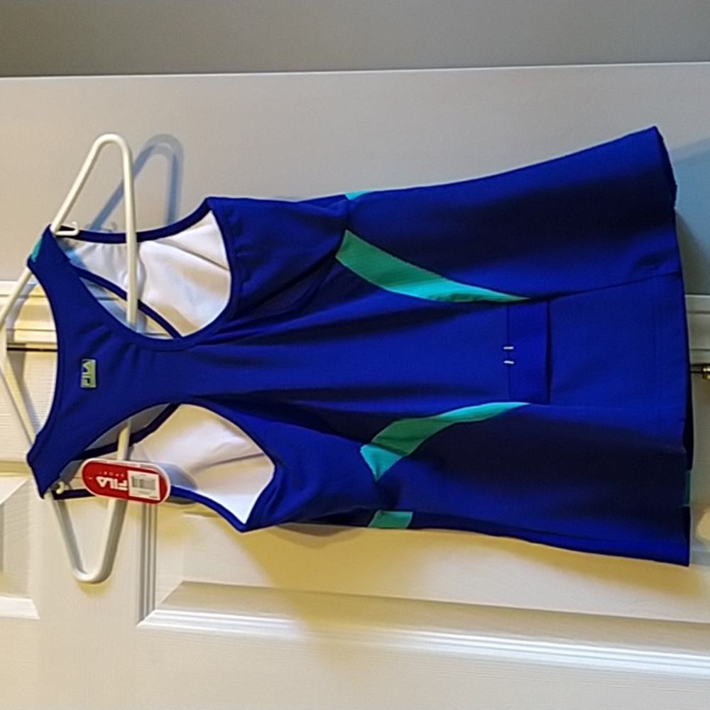 Fila Sport Racer back Moisture Wicking  performance top‎ Size Small Blue & Teal - Picture 6 of 8